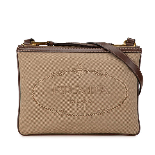 Prada Canapa Logo Double Zip Crossbody (SHG-tEMcP3)