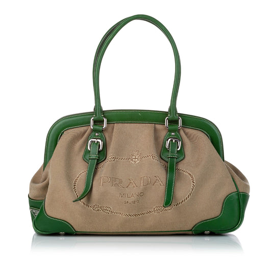 Prada Canapa Logo Frame Handbag (SHG-30994)