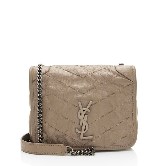 Saint Laurent Crinkled Calfskin Monogram Niki Chain Wallet (SHF-afCOLO)
