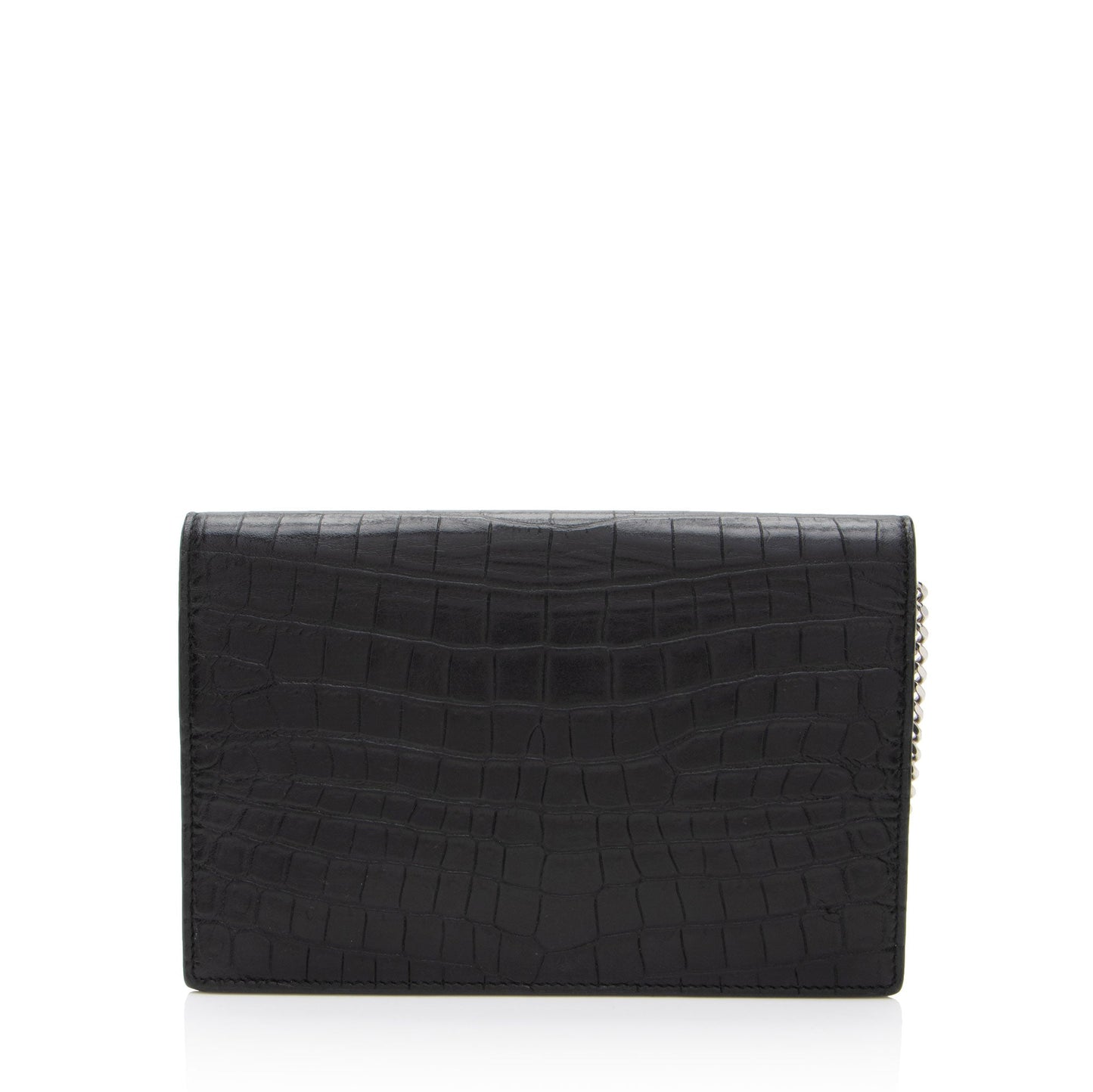 Saint Laurent Croc Embossed Leather Monogram Kate Tassel (SHF-fsD46M)