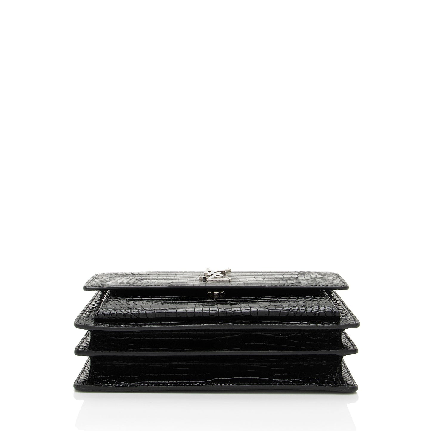 Saint Laurent Croc Embossed Leather Monogram Sunset Medium Shoulder Bag (SHF-M2o6S1)