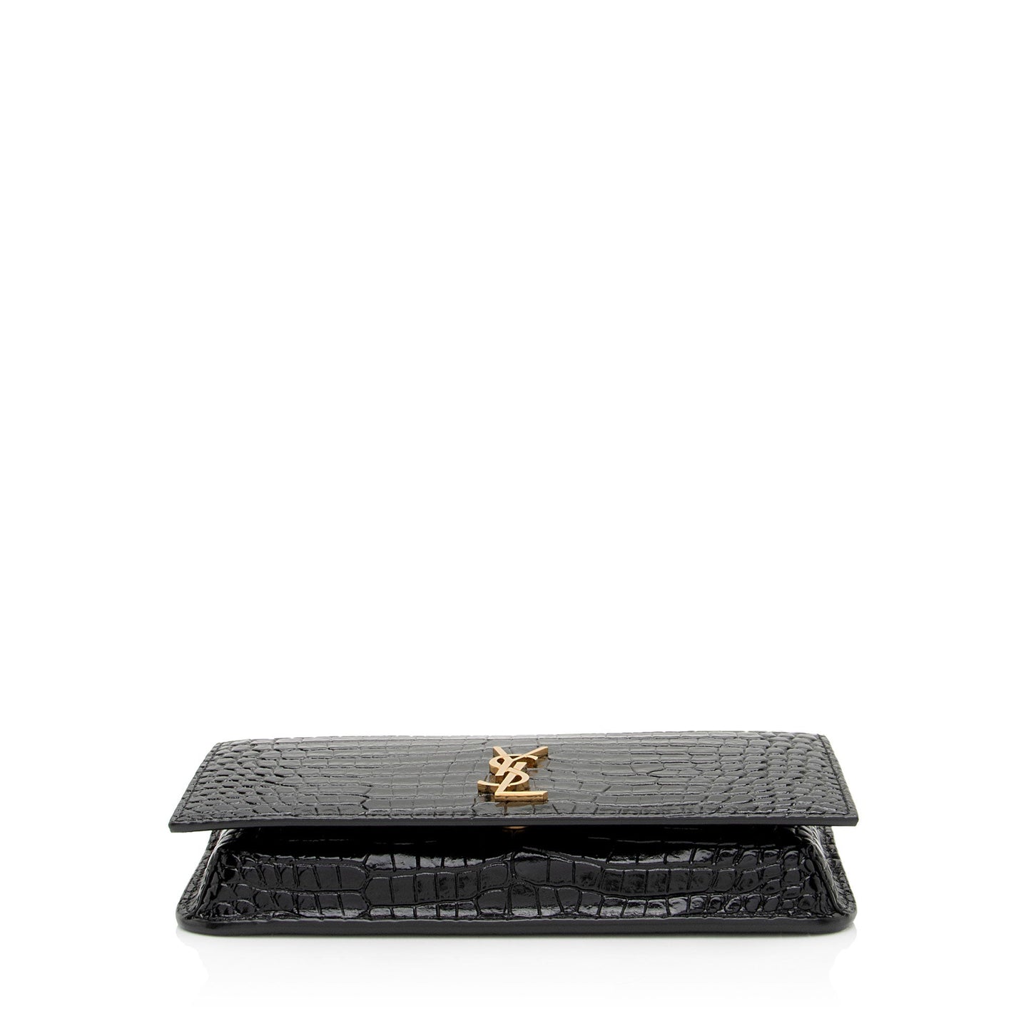 Saint Laurent Croc Embossed Monogram Phone Holder Shoulder Bag (SHF-EFRcxI)