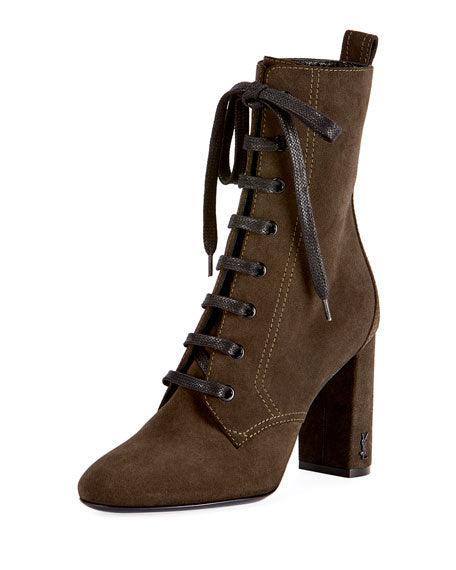 Saint Laurent LouLou Suede Lace-Up Boot
