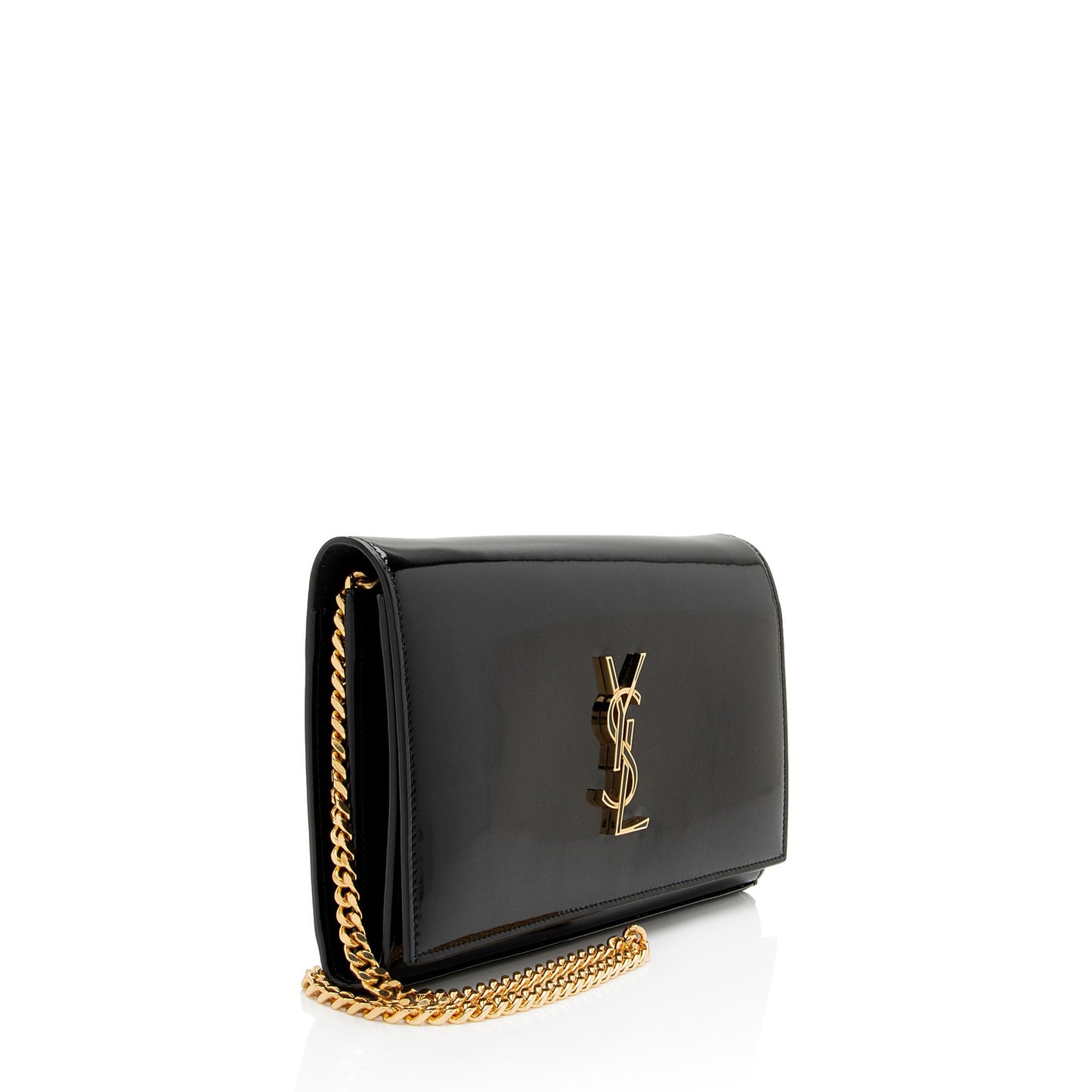 Saint Laurent Patent Leather Monogram Kate Wallet on Chain (SHF-T42QXZ)