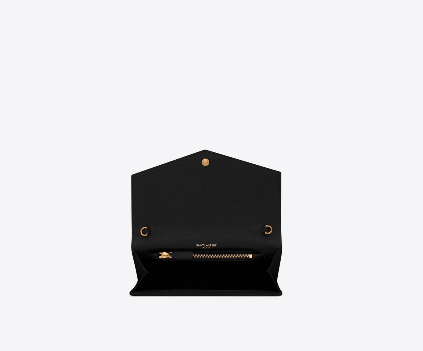 SAINT LAURENT UPTOWN CHAIN WALLET IN GRAIN DE POUDRE
