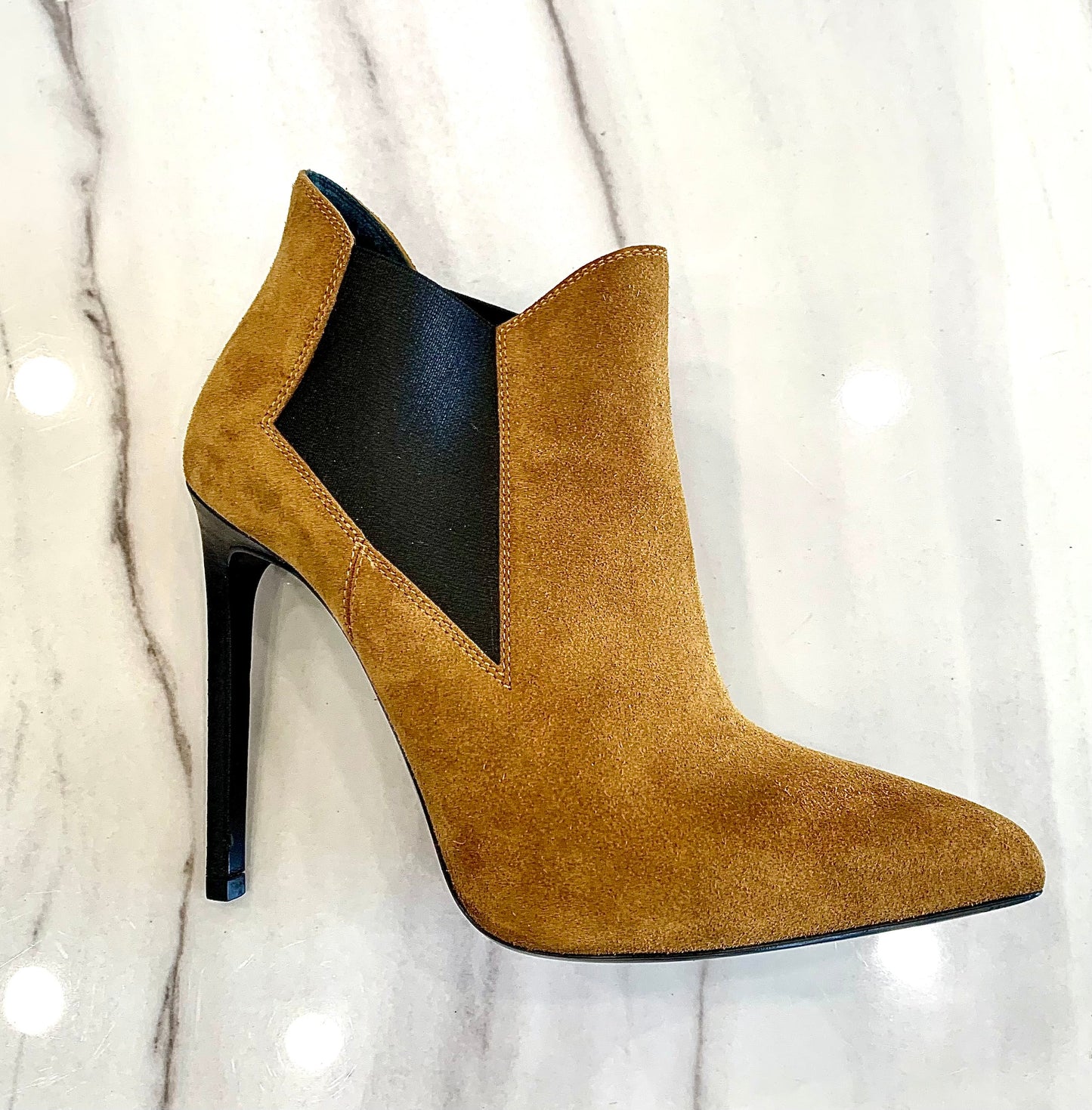 SAINT LAURENT TAN SUEDE BOOTS