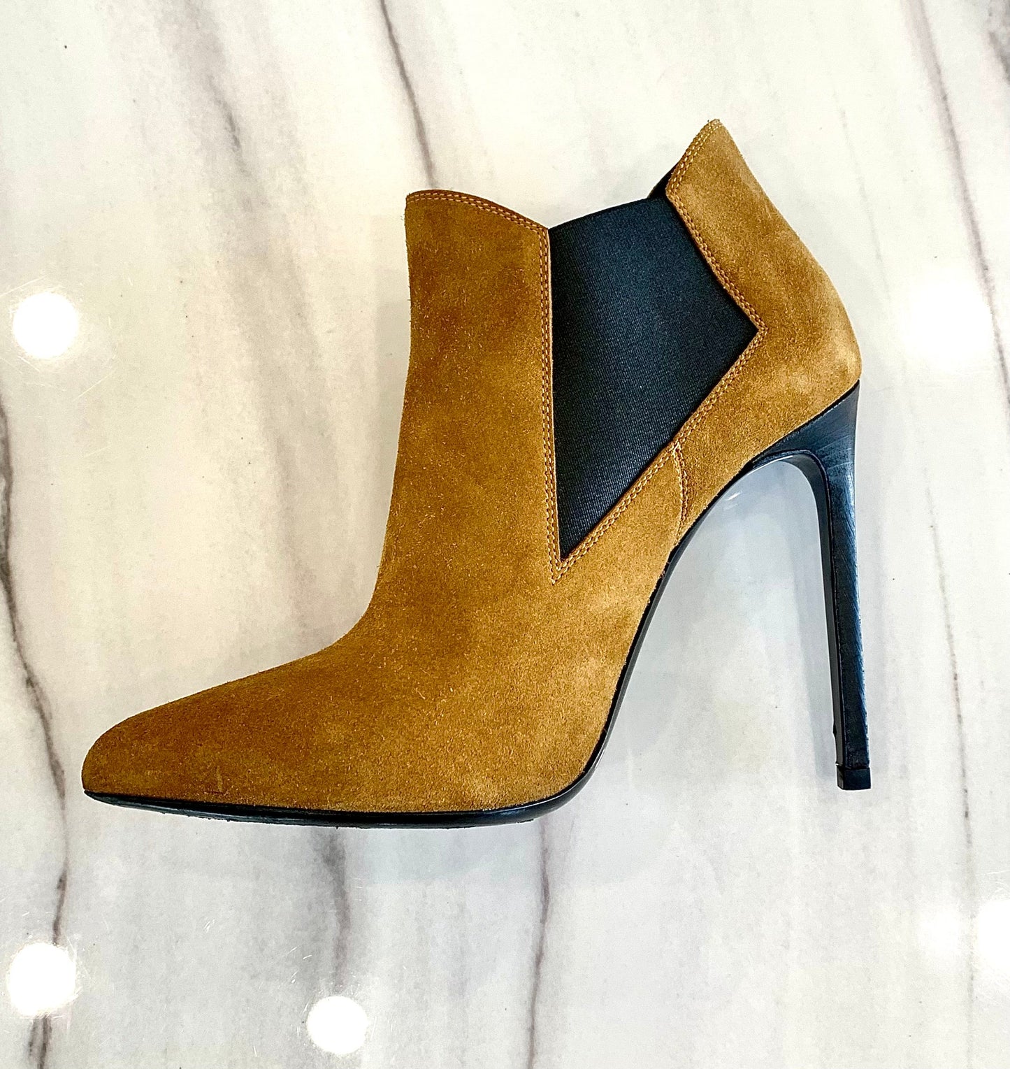 SAINT LAURENT TAN SUEDE BOOTS