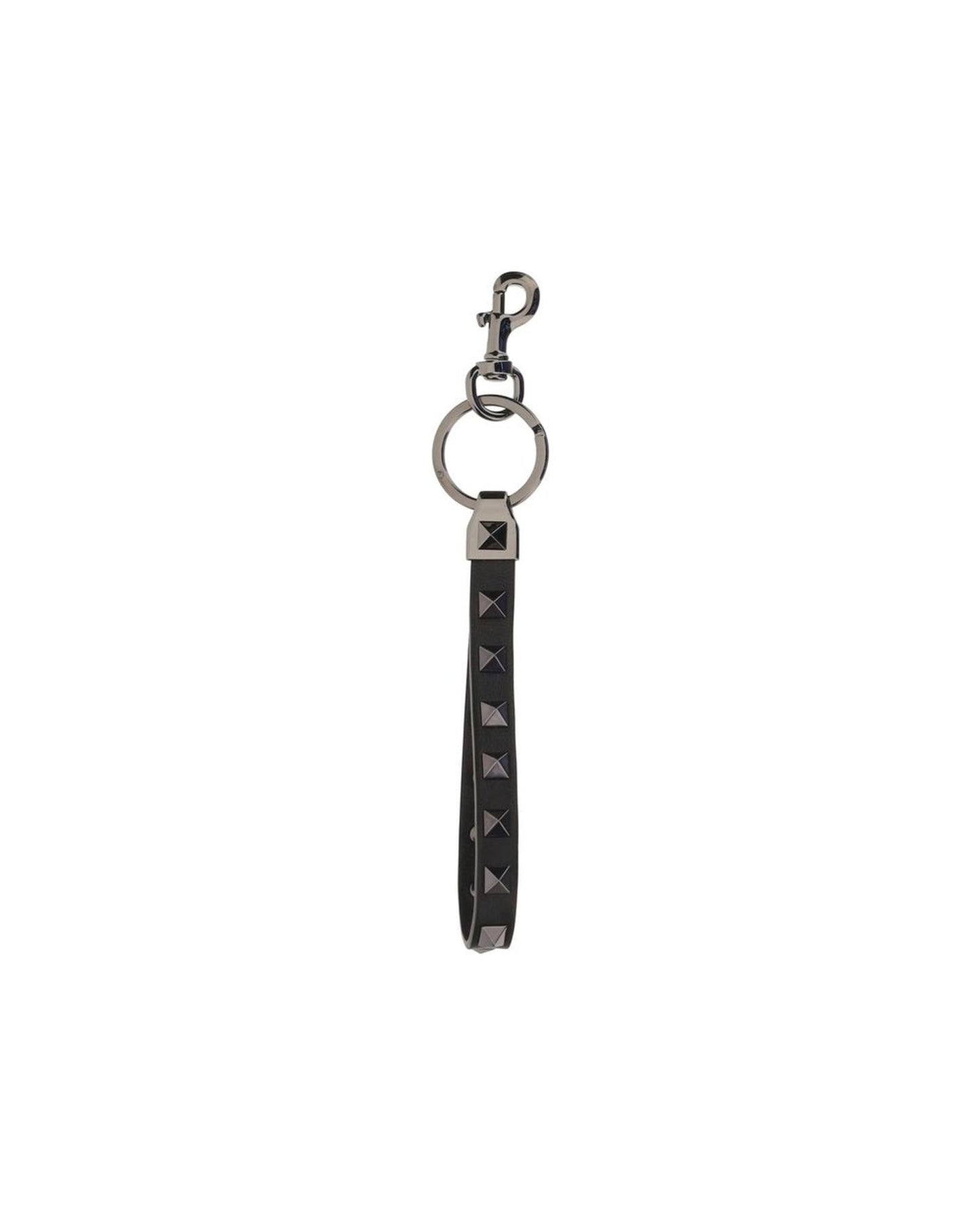 Valentino Garavani Rockstud Leather Keychain Black Men Black