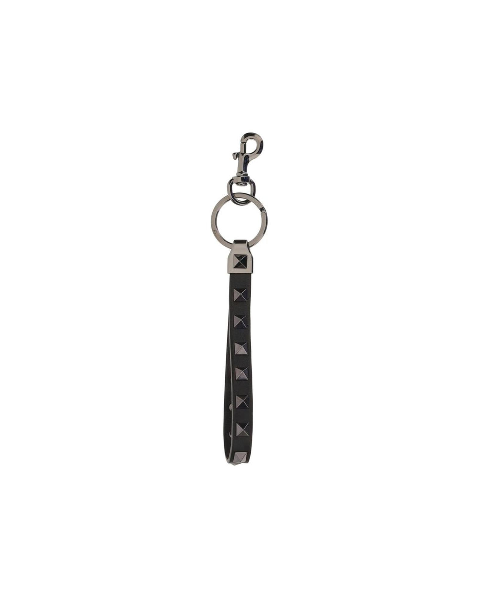 Valentino Garavani Rockstud Leather Keychain Black Men Black