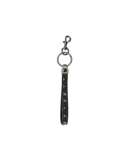 Valentino Garavani Rockstud Leather Keychain Black Men Black