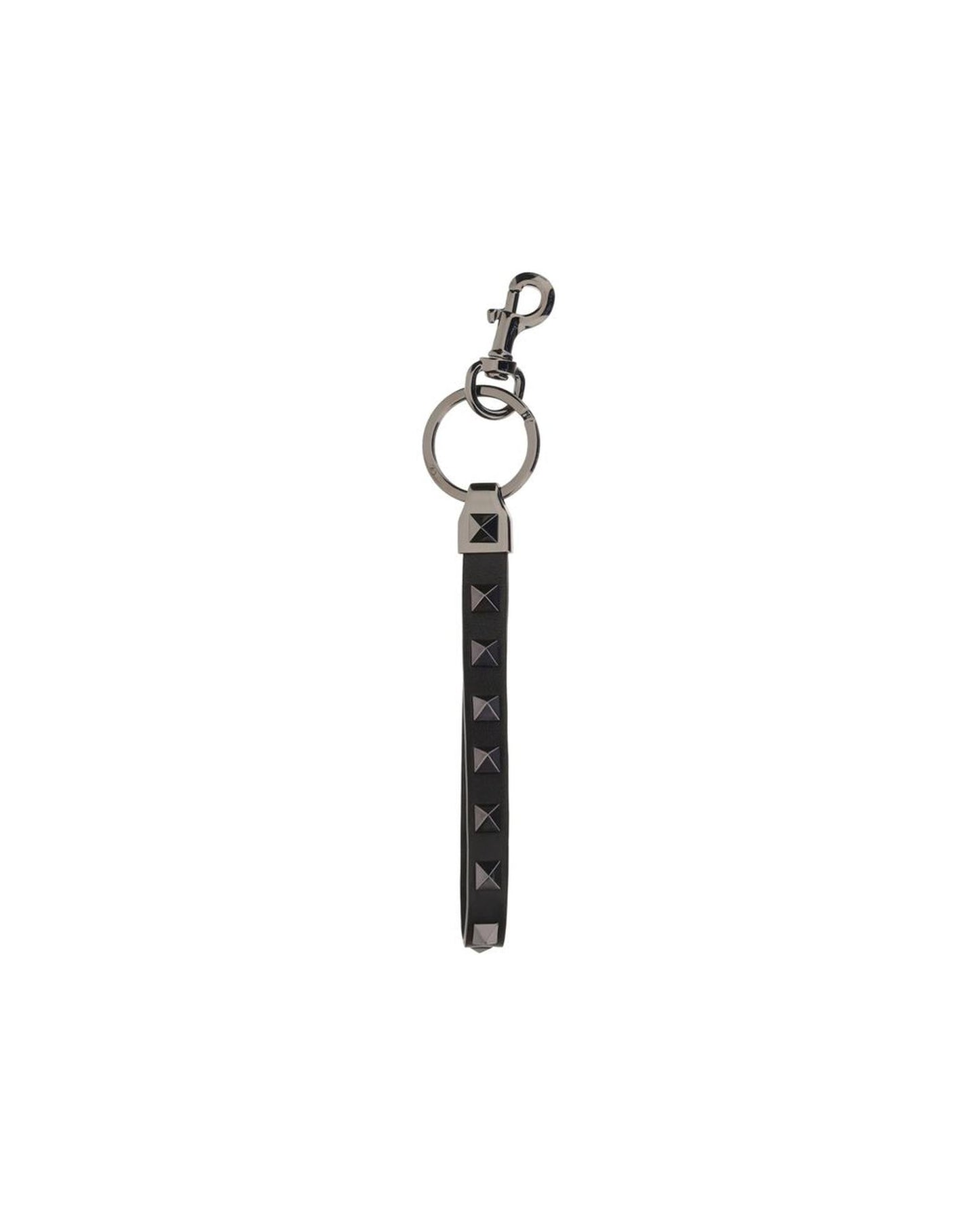 Valentino Garavani Rockstud Leather Keychain Black Men