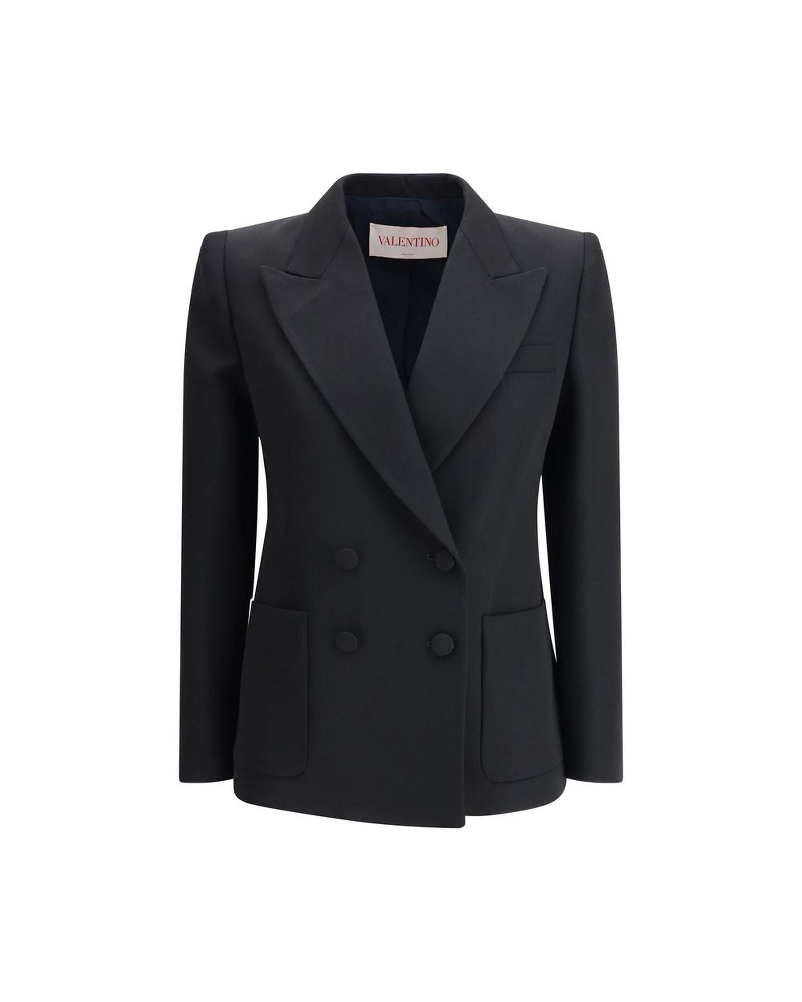 Valentino DoubleBreasted Blazer Classic Tailored Women Black Coats Black
