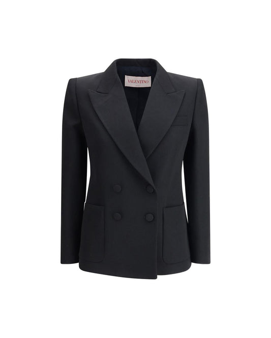 Valentino DoubleBreasted Blazer Classic Tailored Women Black Coats Black
