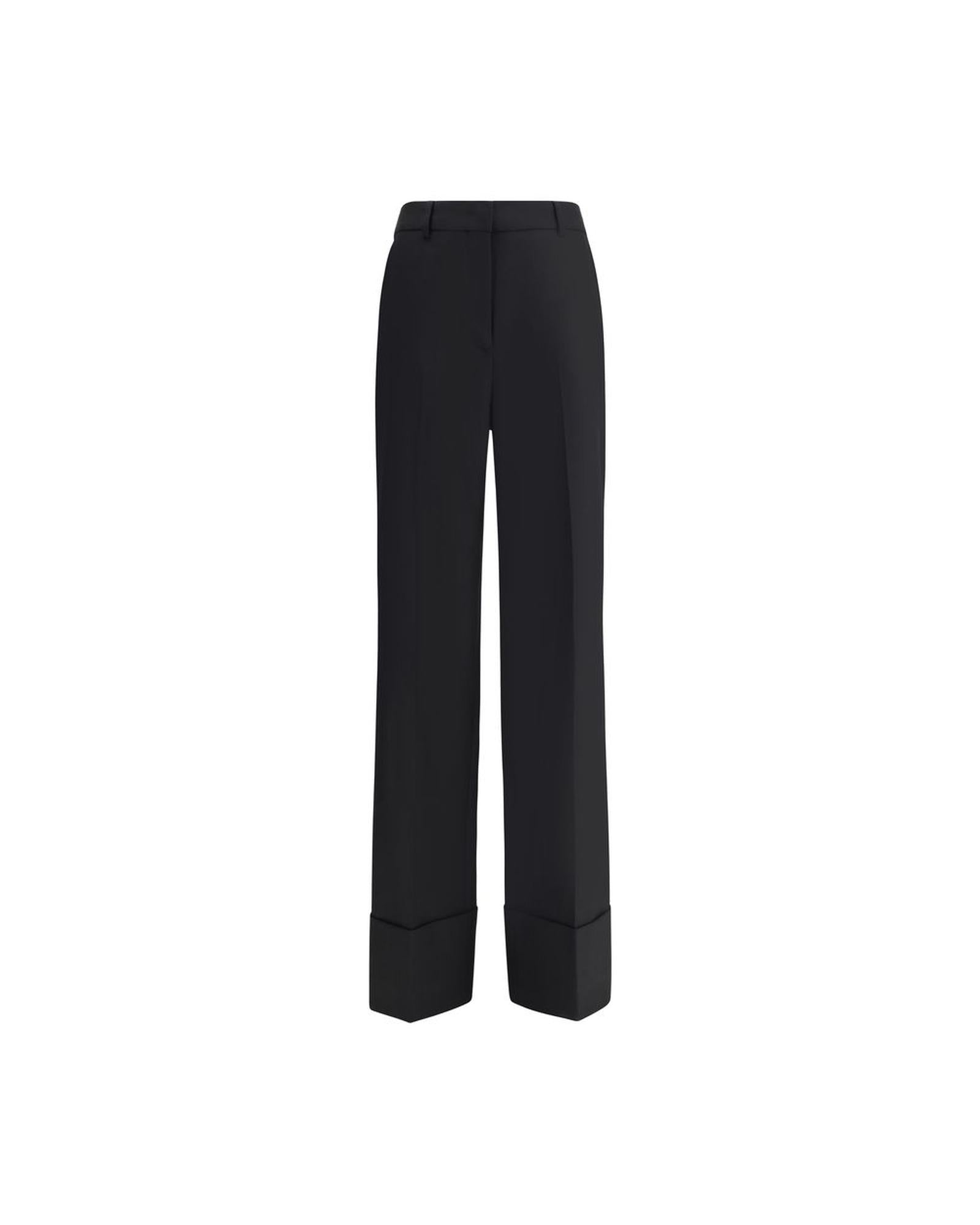 Valentino Tailored Wide Leg Pants Cuff Detail Women Black Black
