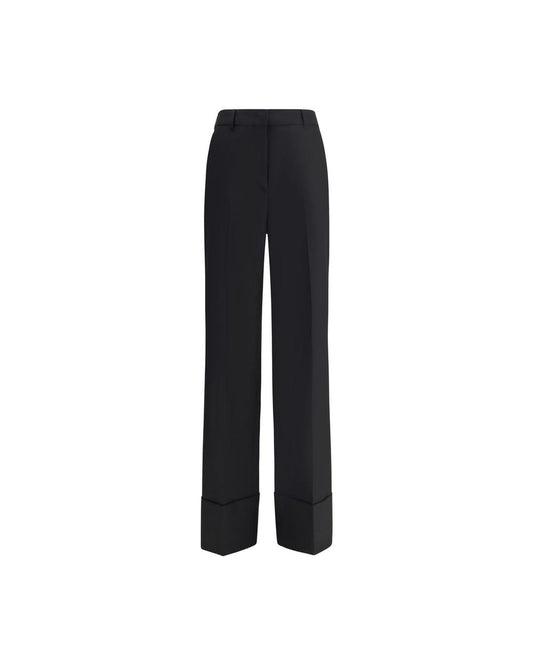 Valentino Tailored Wide Leg Pants Cuff Detail Women Black Black