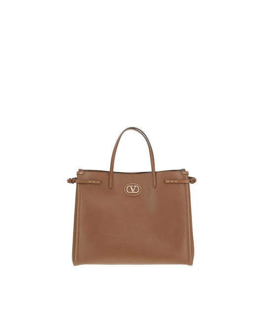 Valentino Garavani Roman Stud Medium Tote Women Brown Shoulder Bags ONE SIZE Brown