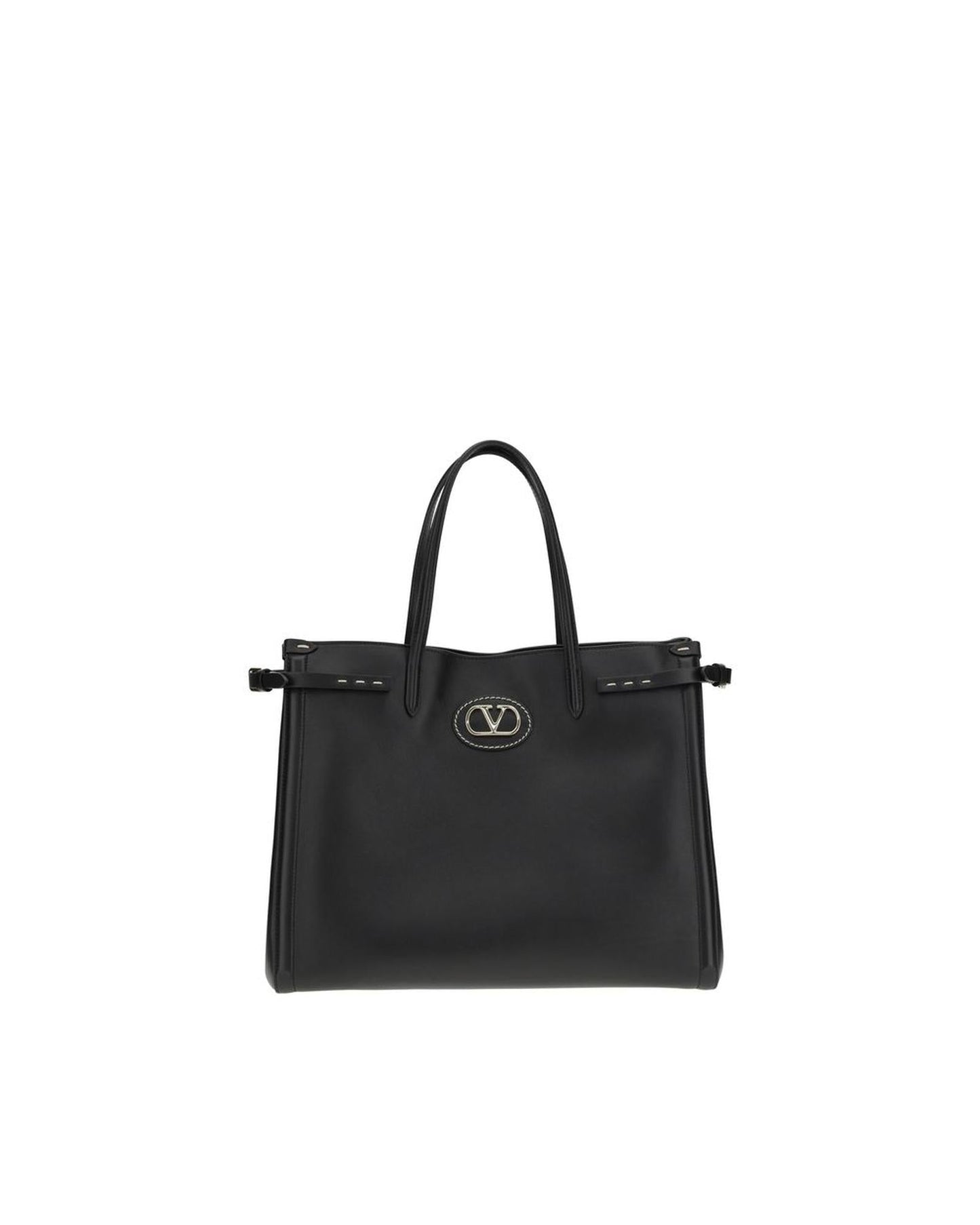 Valentino Garavani Roman Stud Small Tote Leather Women Black Handbags ONE SIZE Black