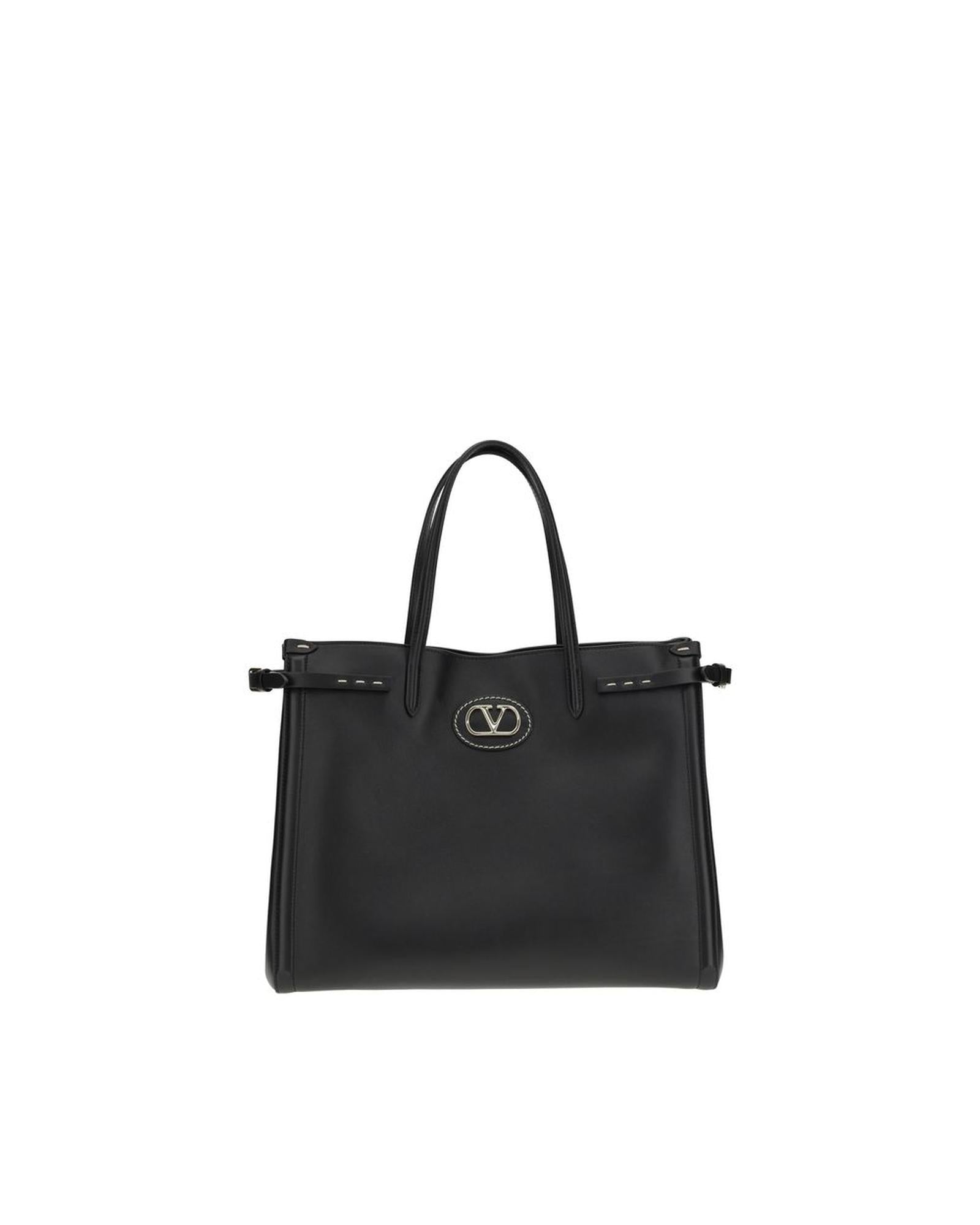 Valentino Garavani Roman Stud Small Tote Leather Women Black Handbags ONE SIZE Black