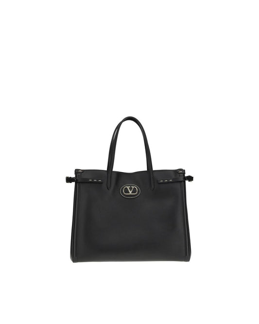 Valentino Garavani Roman Stud Small Tote Leather Women Black Handbags ONE SIZE Black