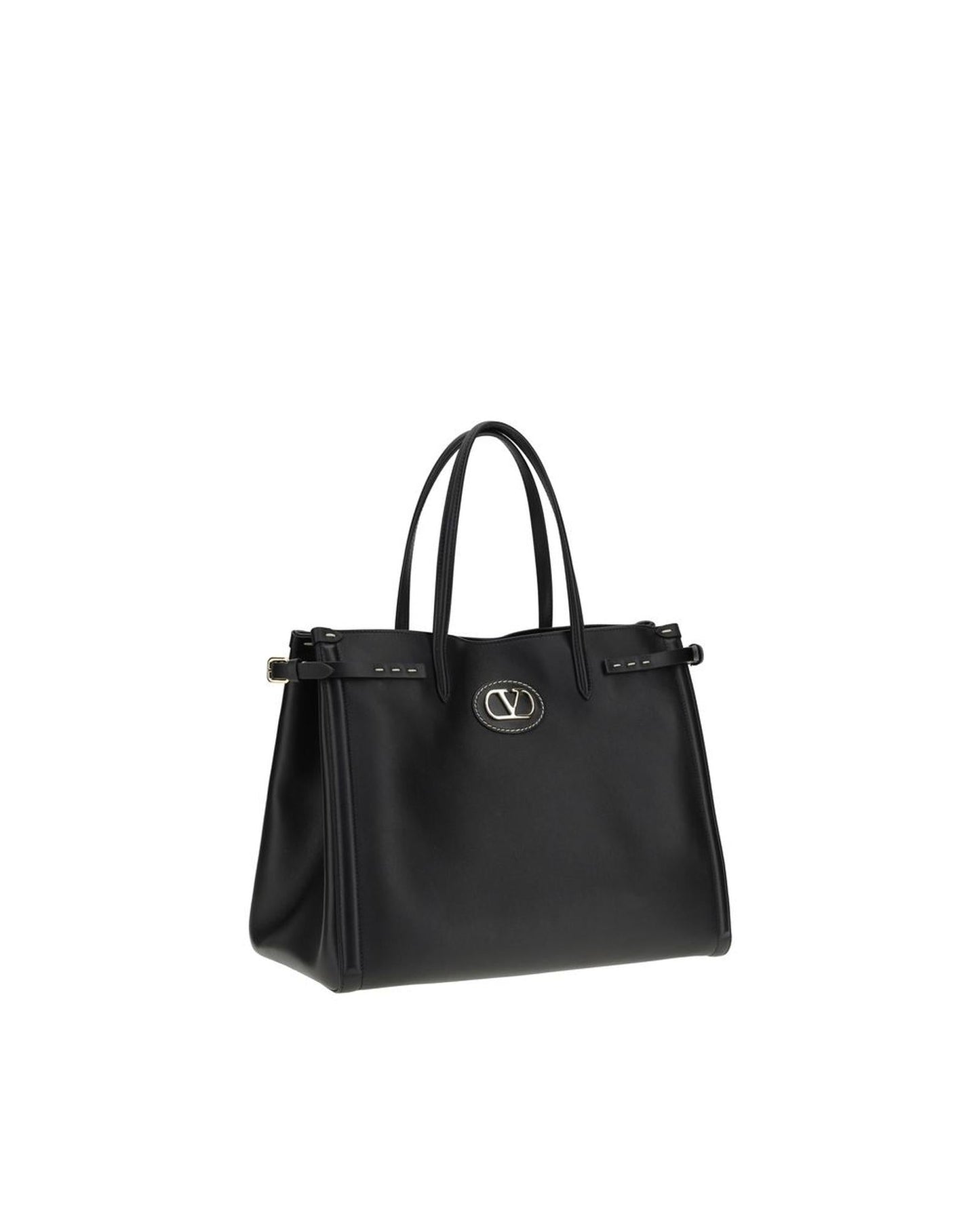 Valentino Garavani Roman Stud Small Tote Leather Women Black Handbags