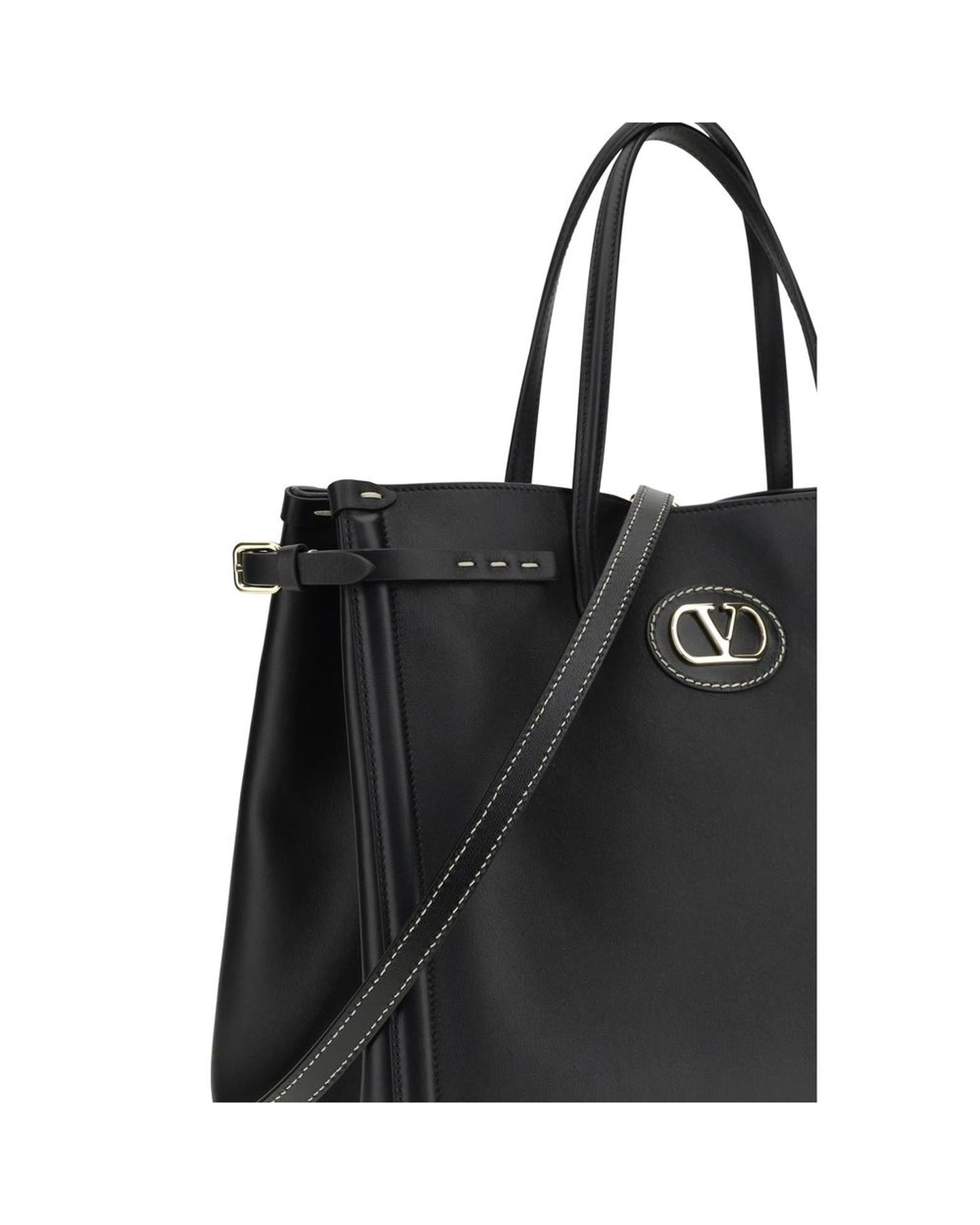 Valentino Garavani Roman Stud Small Tote Leather Women Black Handbags