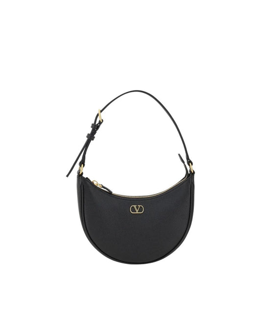 Valentino Garavani Mini Hobo Shoulder Bag with VLogo and Adjustable Strap Women Black Wallets & Pouches ONE SIZE Black