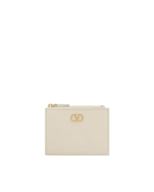 Valentino Garavani Rockstud Zip Around Wallet Women Cream Wallets & Pouches ONE SIZE Cream