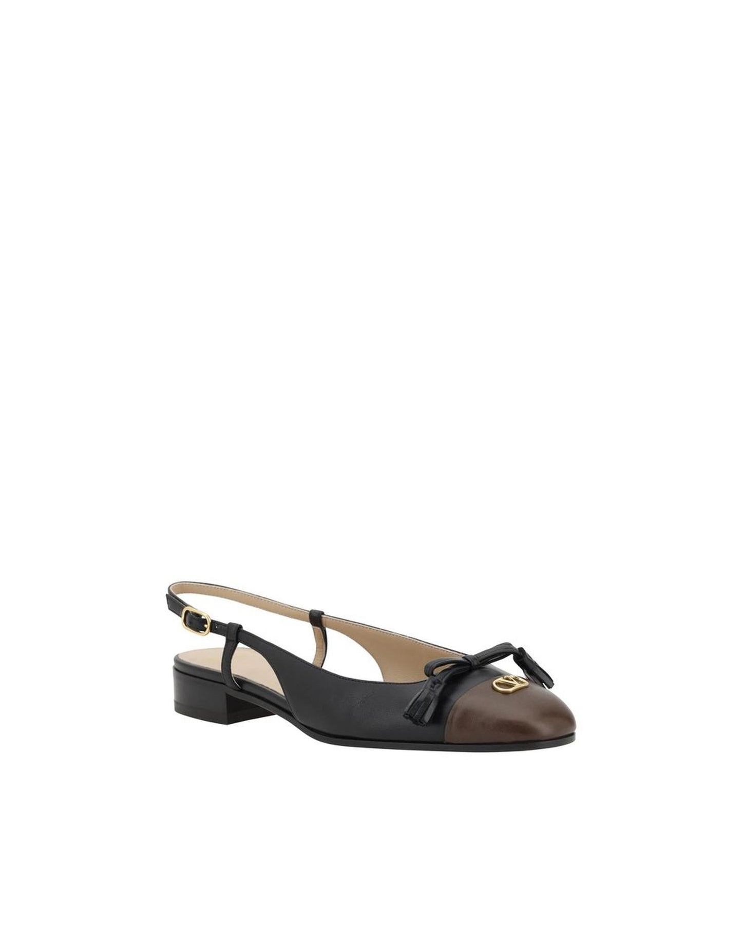 Valentino Garavani Leather Slingback Pumps Bow Detail Women Black Flats