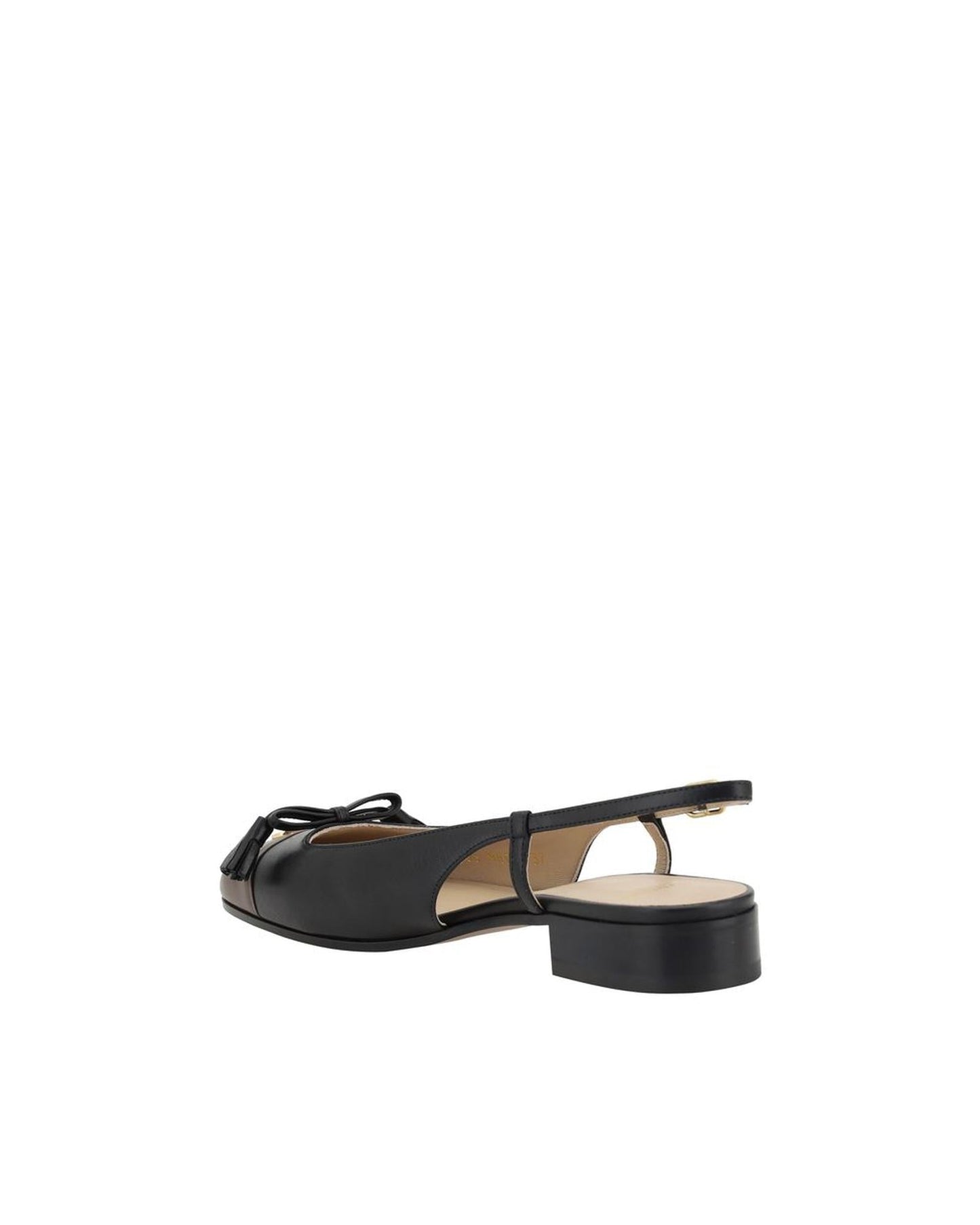 Valentino Garavani Leather Slingback Pumps Bow Detail Women Black Flats