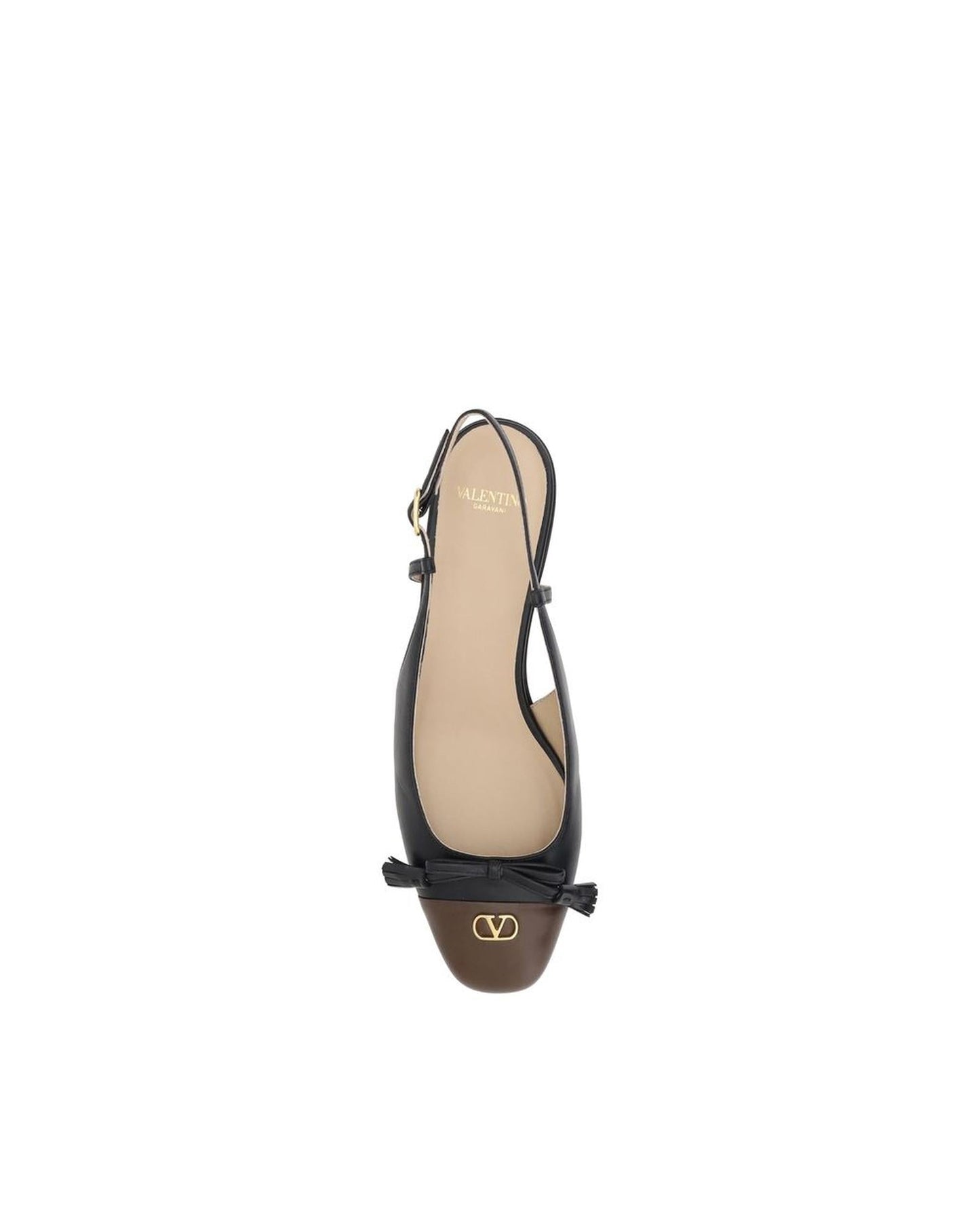 Valentino Garavani Leather Slingback Pumps Bow Detail Women Black Flats