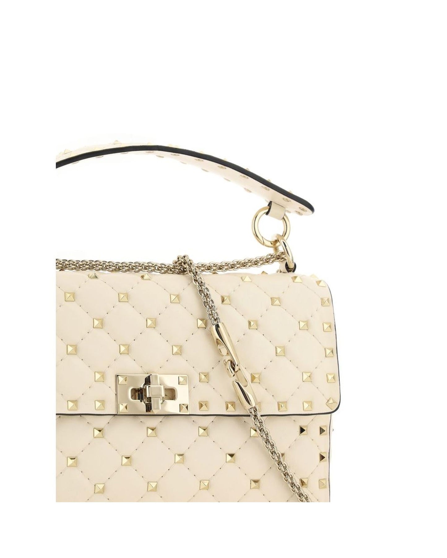 Valentino Garavani Rockstud Spike Leather Shoulder Bag with Studded Strap and Flap Closure