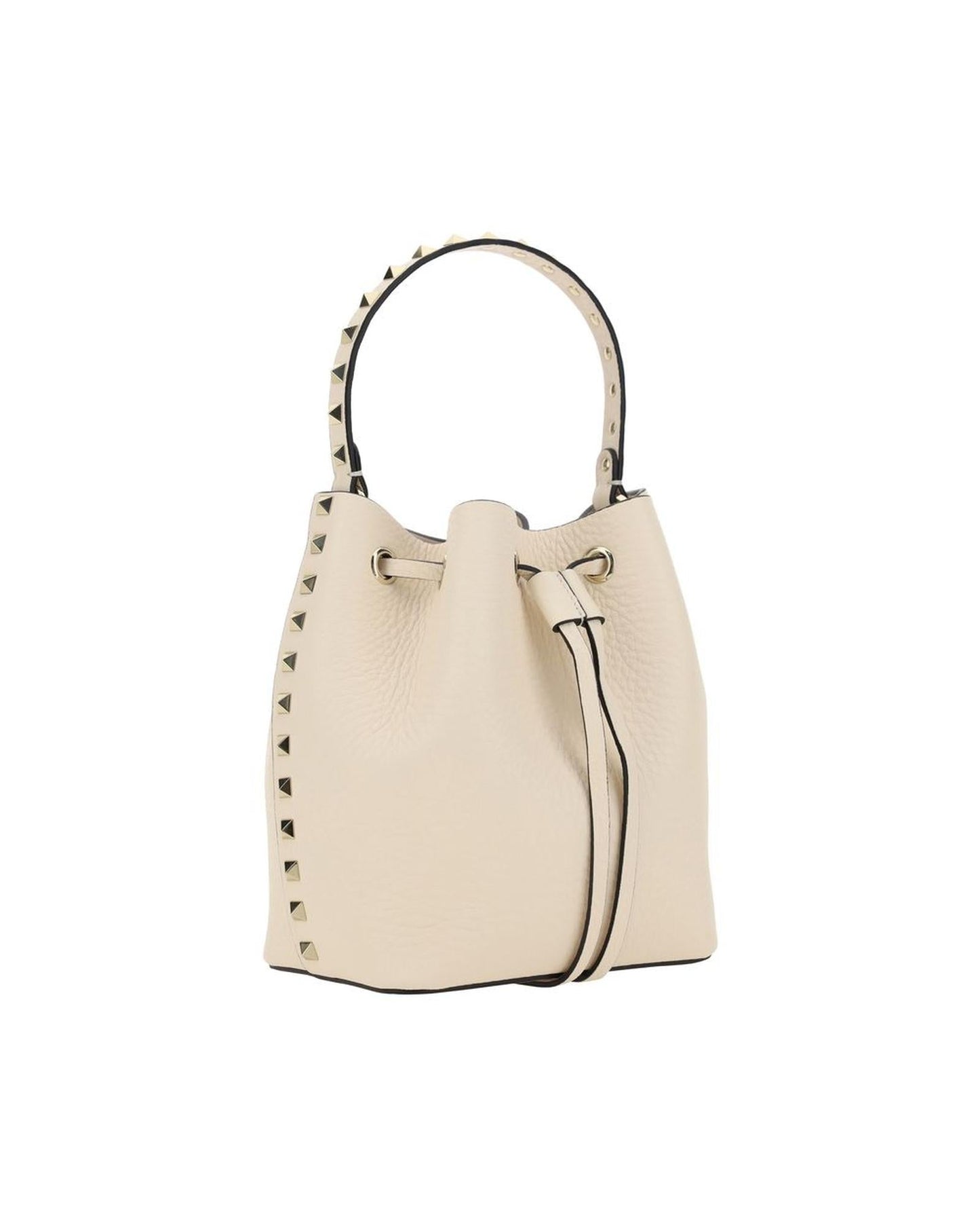 Valentino Garavani Sophisticated Drawstring Bucket Bag with Studded Handle and Monogram Detailing