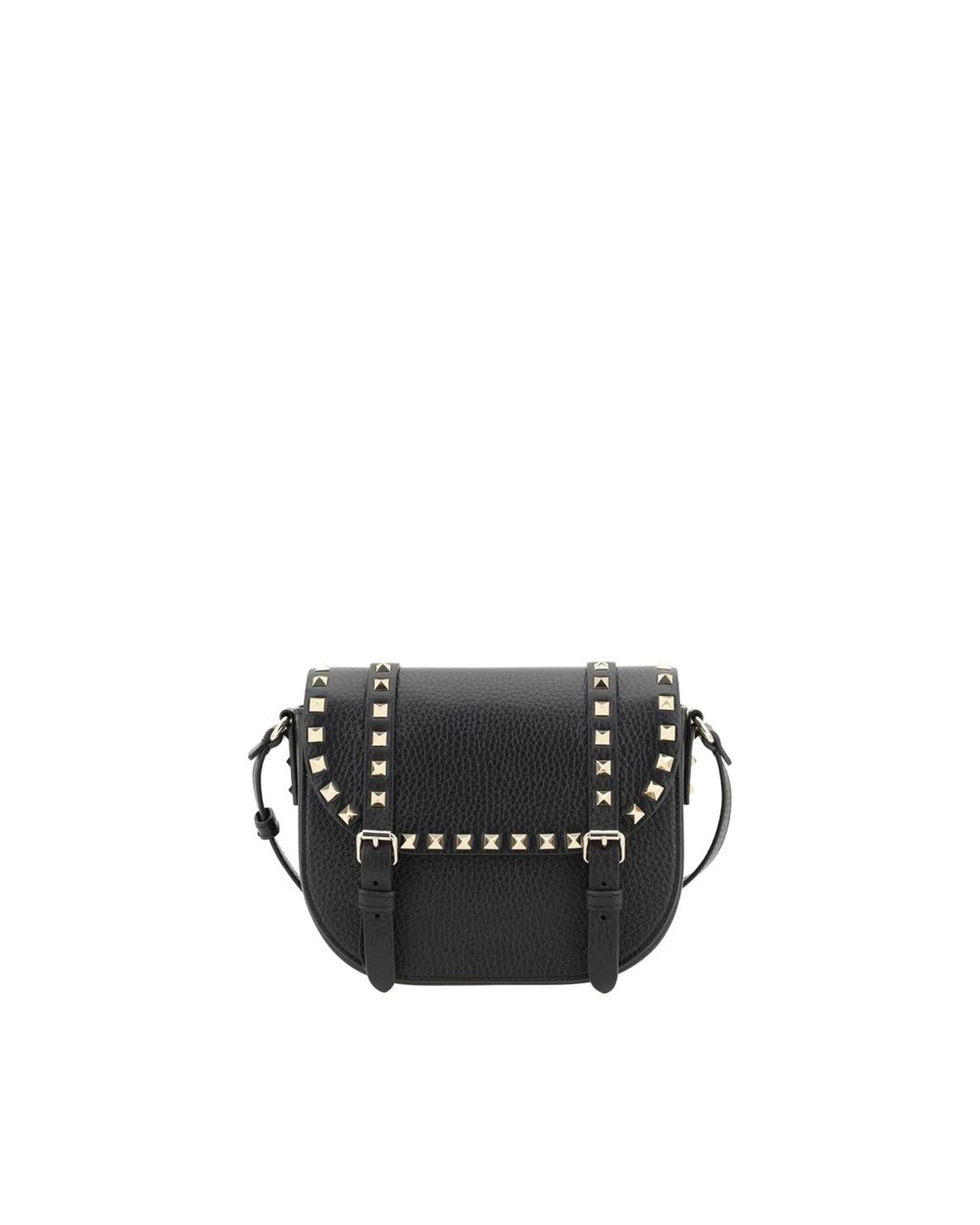 Valentino Garavani Leather Shoulder Bag with Rockstud Detailing Women Black ONE SIZE Black