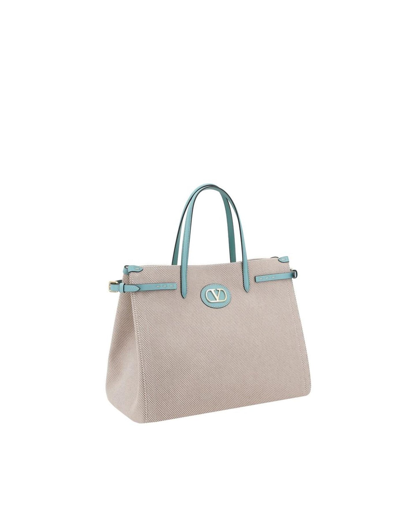 Valentino Garavani Elegant Cotton Tote Bag with Adjustable Width and Removable Shoulder Strap Women Multicolor Shoulder Bags