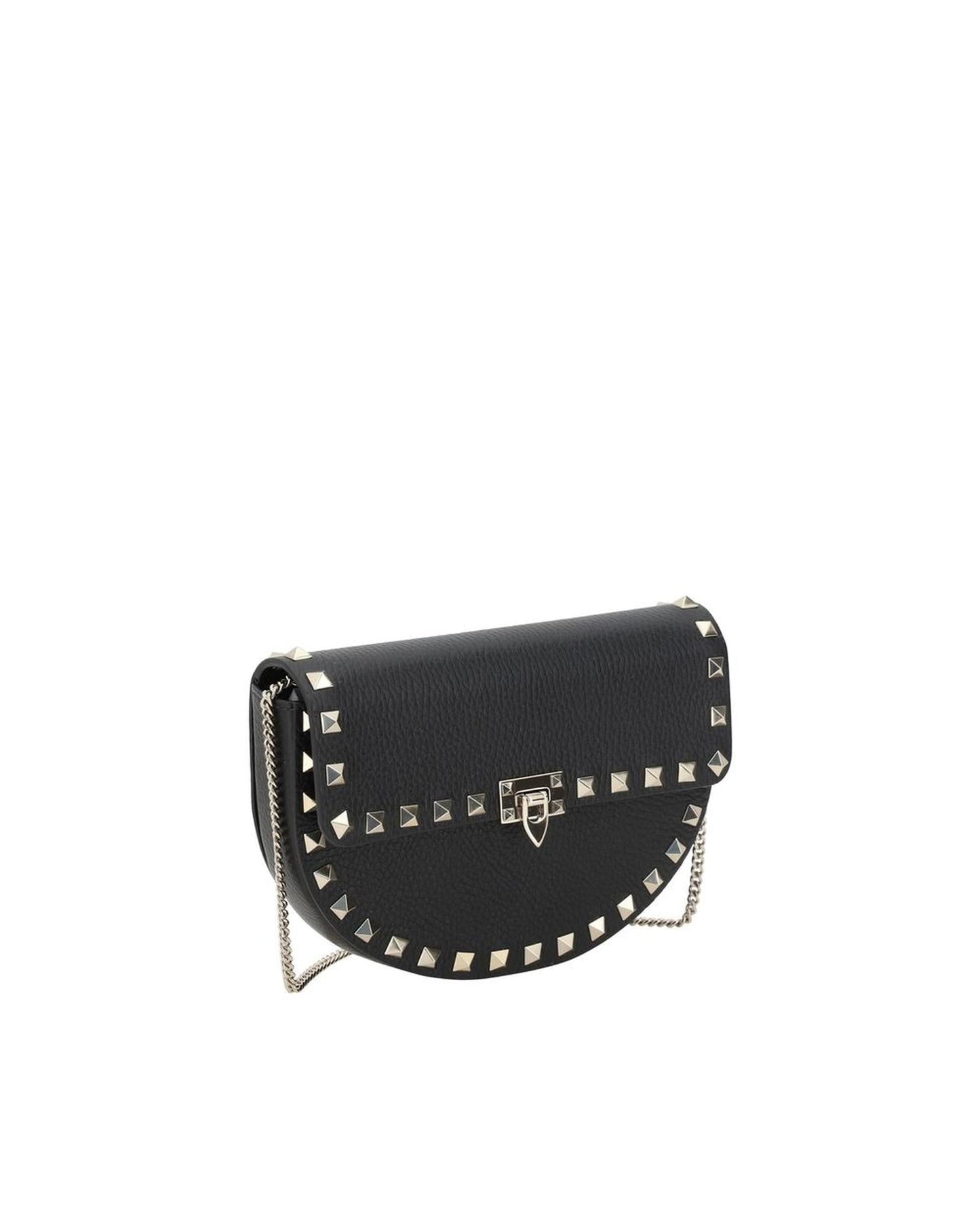 Valentino Garavani Rockstud Half Moon Leather Bag Women Black Other