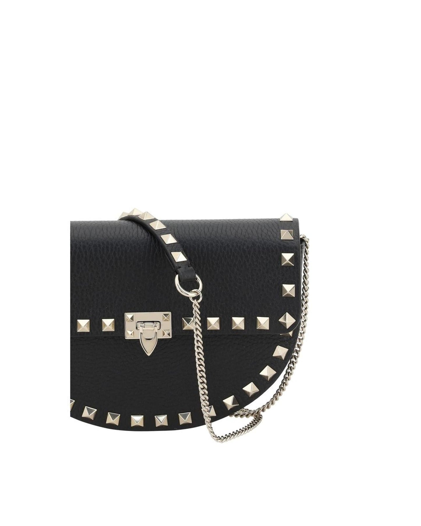 Valentino Garavani Rockstud Half Moon Leather Bag Women Black Other
