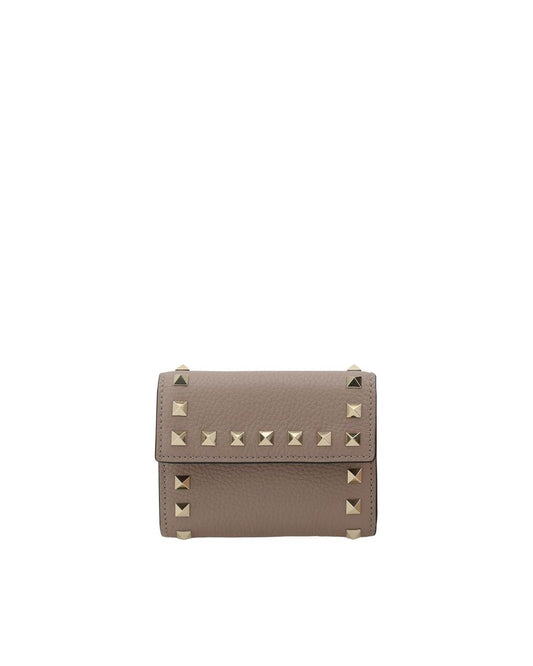 Valentino Garavani Rockstud Leather Trifold Wallet with Stud Detailing ONE SIZE Multicolor