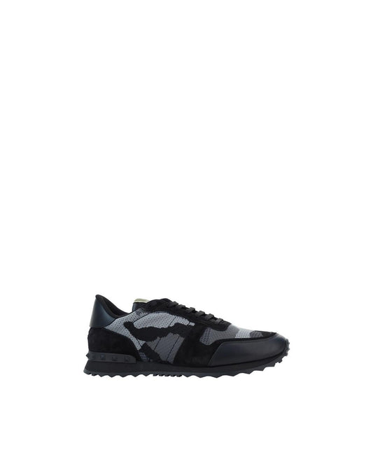 Valentino Garavani Camouflage Open Sneakers Casual Design Men Black Black