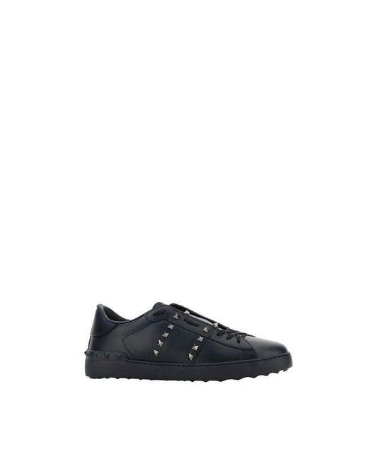 Valentino Garavani Open Sneaker Studded Leather Men Black Black