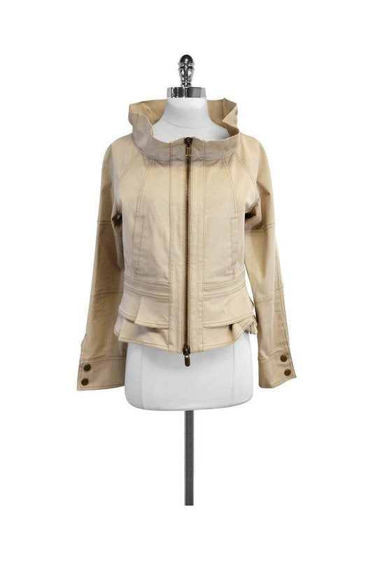 Valentino - Beige Cotton Blend Jacket Sz 10