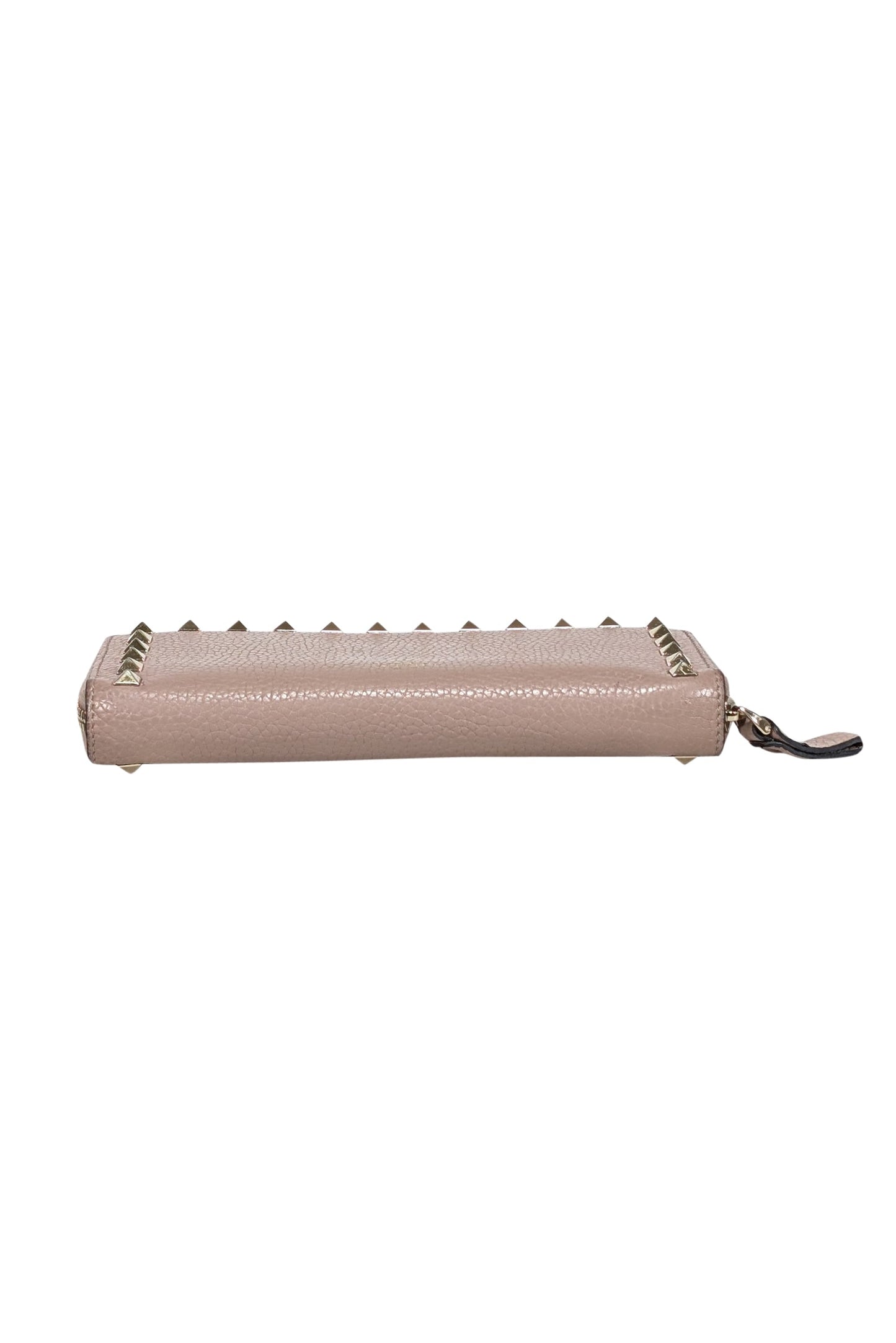 Valentino - Beige Pebbled Leather Rock Stud Wallet