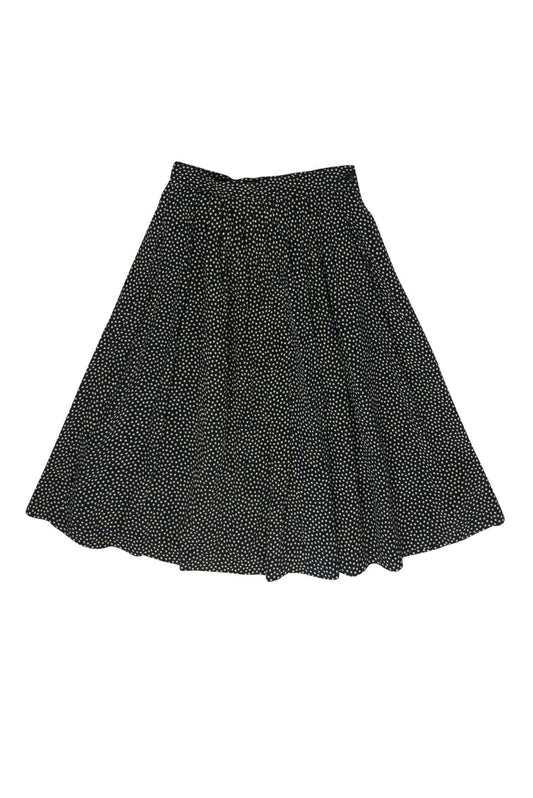 Valentino - Black & Beige Polka Dot Print Flare Skirt Sz 0