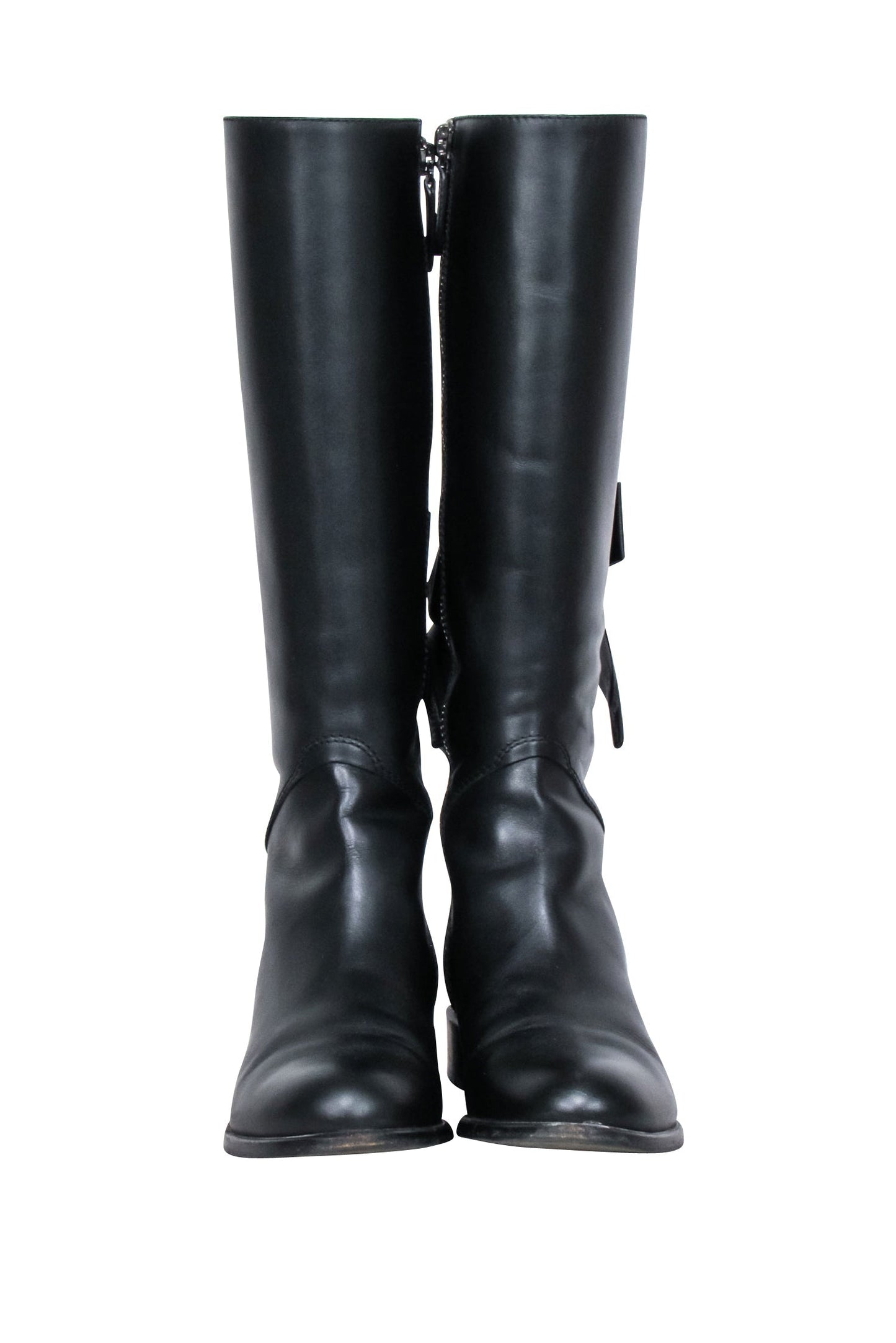 Valentino - Black Leather Lace Up Bow Tall Boots Sz 7