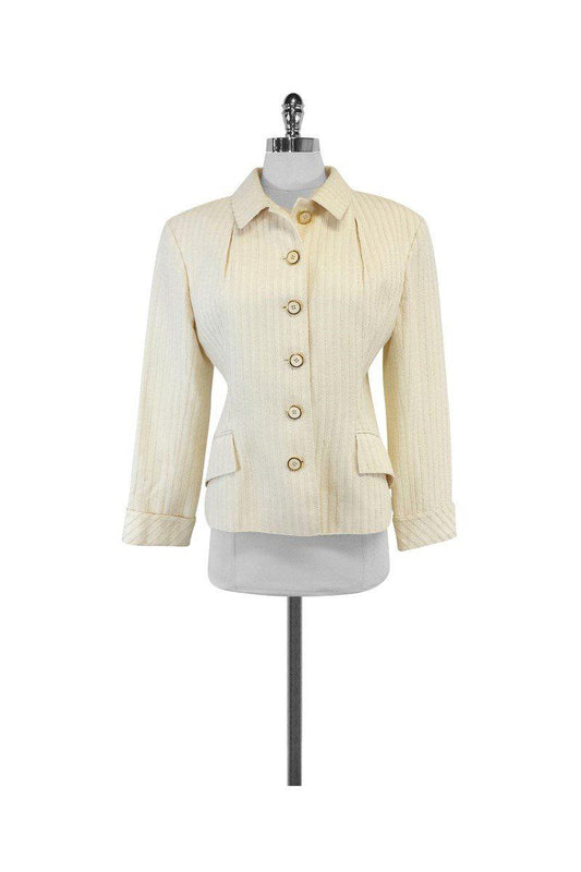 Valentino - Cream Textured Silk & Cotton Jacket Sz 10