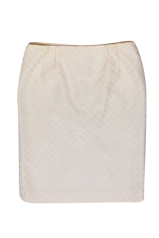 Valentino - Ivory w/ Cream Diamond Pattern Pencil Skirt Sz 12