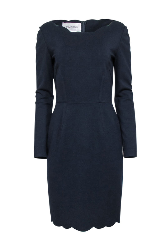 Valentino - Navy Scalloped Edge Dress Sz 6