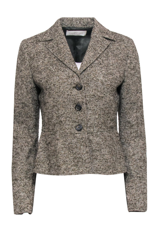 Valentino - Olive, Beige, & Cream Tweed Blazer Sz 10