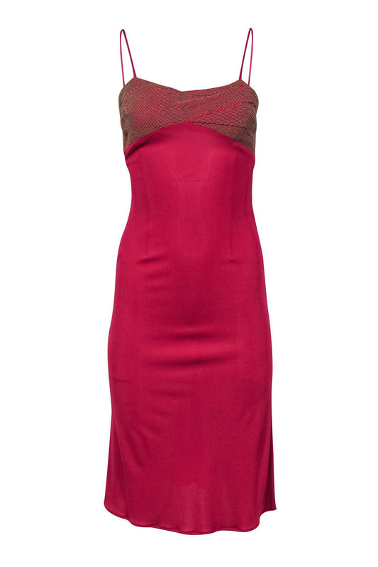Valentino - Pink Fitted Dress w/ Embroidered Bust Sz 8
