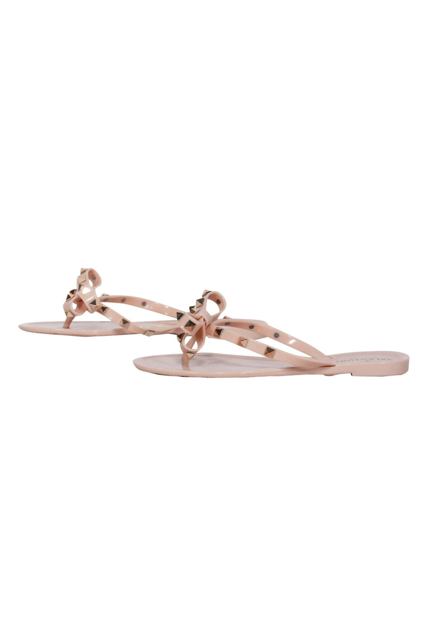 Valentino - Pink Jelly Thong Sandals w/ Bow & Gold Studs Sz 7