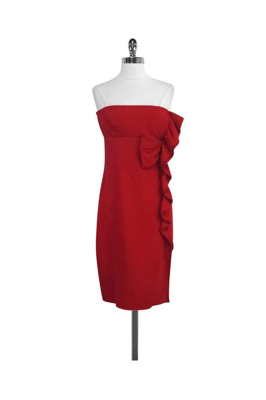 Valentino - Red Strapless Ruffle Dress Sz 10